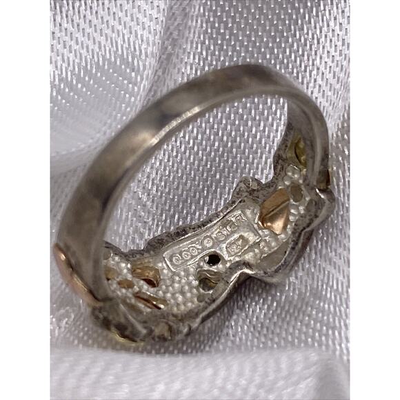 Black Hills Gold 12k Sterling Silver Wide Band Ring Size 7 - Picture 3 of 5